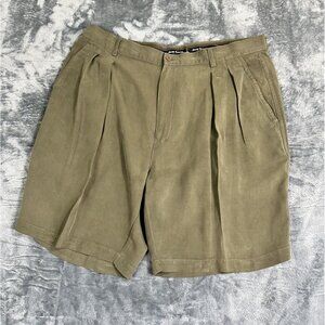 Tommy Bahama Mens Khaki Silk Pleated Shorts Size 38 Classic Fit